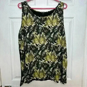 George Tank Top Sleeveless Leaves Yellow, Black,  & Green Size XXL